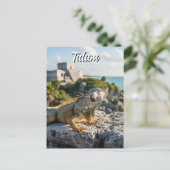 Tulum Mexico Reise Iguana Postkarte (Stehend Vorderseite)