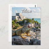 Tulum Mexico Reise Iguana Postkarte (Vorne/Hinten)