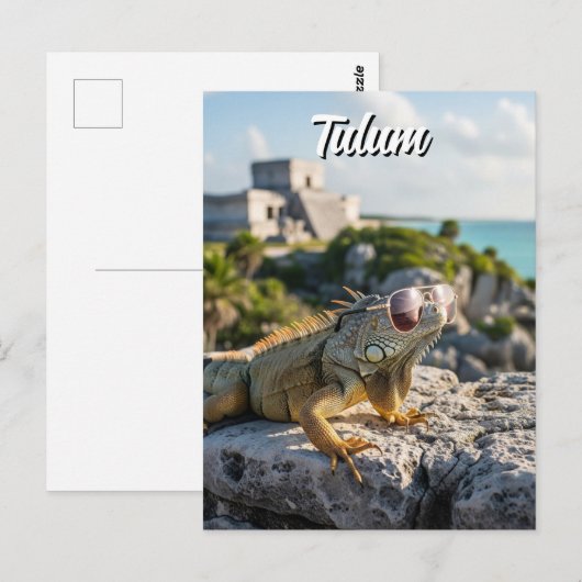 Tulum Mexico Reise Iguana Postkarte (Vorne/Hinten)