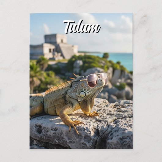 Tulum Mexico Reise Iguana Postkarte (Vorderseite)