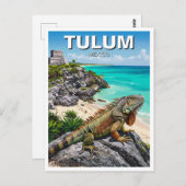 Tulum Mexico Reise Iguana Postkarte (Vorne/Hinten)