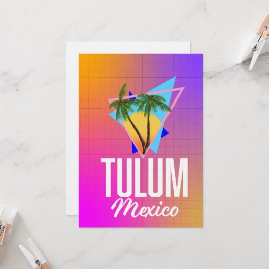 Tulum Mexico Retro Reiseplakat. Einladung (Vorderseite/Rückseite Beispiel)