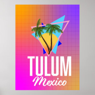 Tulum Mexico Retro Reiseplakat. Poster