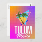 Tulum Mexico Retro Reiseplakat. Postkarte (Vorne/Hinten)