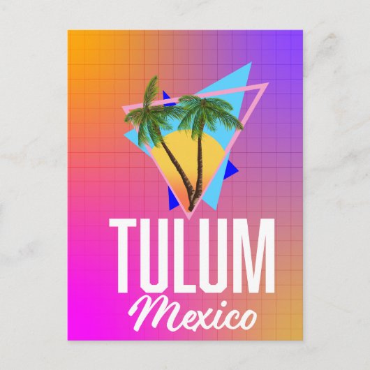 Tulum Mexico Retro Reiseplakat. Postkarte (Vorderseite)