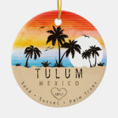 Tulum Mexico Retro Sunset Palm tree Souvenir 60er Keramik Ornament (Vorne)