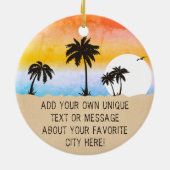 Tulum Mexico Retro Sunset Palm tree Souvenir 60er Keramik Ornament (Hinten)