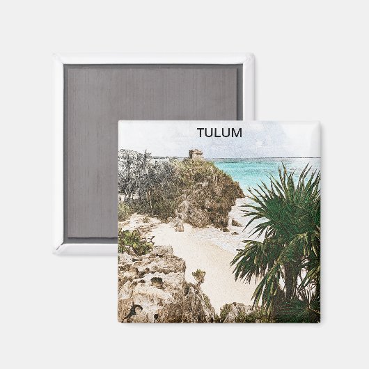 Tulum Mexico Tropische Landschaft Souvenir Magnet (Vorderseite/Rückseite)