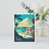 Tulum Mexico Vintage Reise Illustration Postkarte (Stehend Vorderseite)