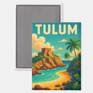 Tulum Mexico Vintage Reisen Art Magnet