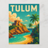 Tulum Mexico Vintage Reisen Art Postkarte (Vorderseite)