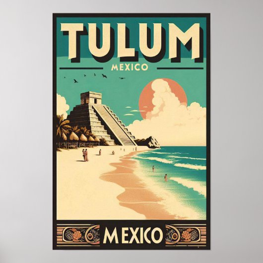 Tulum Mexico Vintage Travel Poster (Vorne)