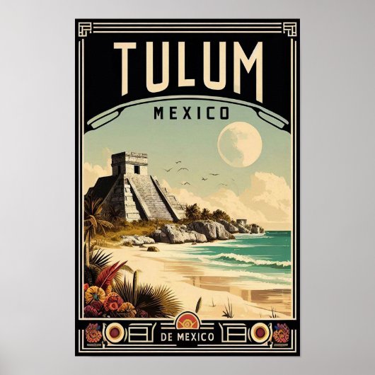Tulum Mexico Vintage Travel Poster (Vorne)