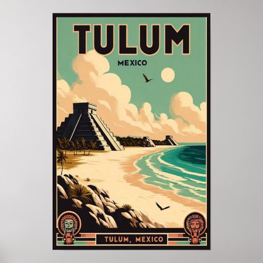 Tulum Mexico Vintage Travel Poster (Vorne)