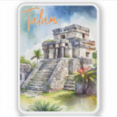 Tulum Mexico Watercolor Aufkleber (Vorderseite)