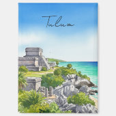 Tulum Mexico Watercolor Magnet (Vorderseite)