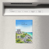 Tulum Mexico Watercolor Magnet (In Situ (Geschirrspüler))