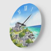Tulum Mexiko Aquarell Große Wanduhr (Winkel)