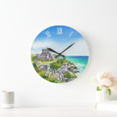 Tulum Mexiko Aquarell Große Wanduhr (Zuhause)
