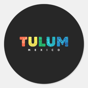 Tulum Mexiko Farbige Maya-Stammes-Erinnerung Junge Runder Aufkleber