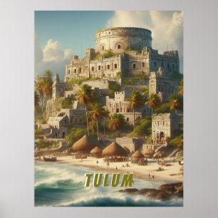 Tulum Mexiko Landschaft Vintage Reise Poster