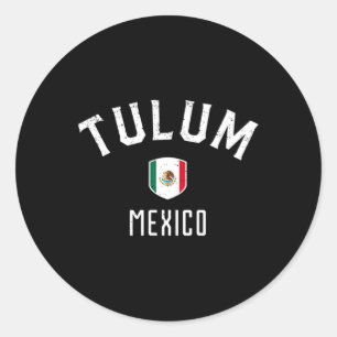 Tulum Mexiko - Mexikanische Flagge Tulum T-Shirt Runder Aufkleber