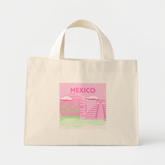 Tulum, Mexiko, Reisekunst, Preppy Art, Pink Mini Stoffbeutel (Vorne)