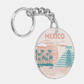 Tulum, Mexiko, Reisekunst, Retro Schlüsselanhänger (Vorderseite links)