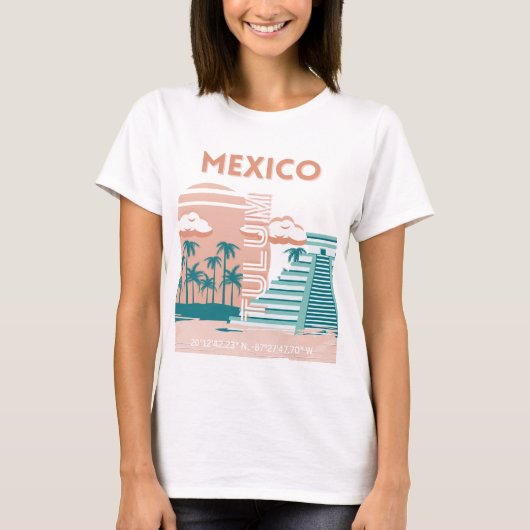 Tulum, Mexiko, Reisekunst, Retro T-Shirt (Vorderseite)