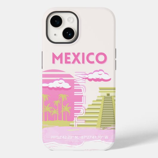 Tulum, Mexiko, Reisekunst, Rosa Case-Mate iPhone Hülle (Rückseite)