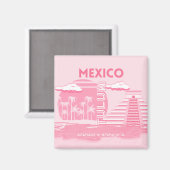 Tulum, Mexiko, Reisekunst, rosa Kunst Magnet (Vorderseite/Rückseite)