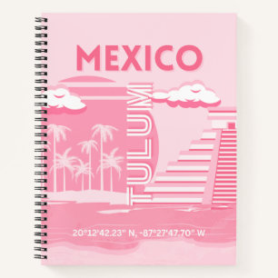 Tulum, Mexiko, Reisekunst, rosa Kunst Notizblock