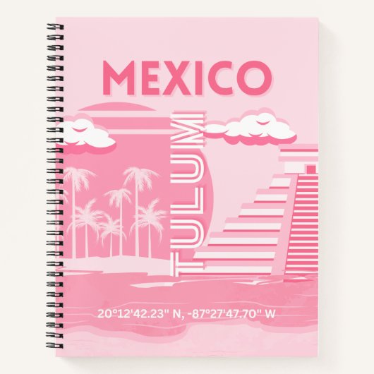 Tulum, Mexiko, Reisekunst, rosa Kunst Notizblock (Vorderseite)