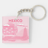 Tulum, Mexiko, Reisekunst, rosa Kunst Schlüsselanhänger (Rückseite)