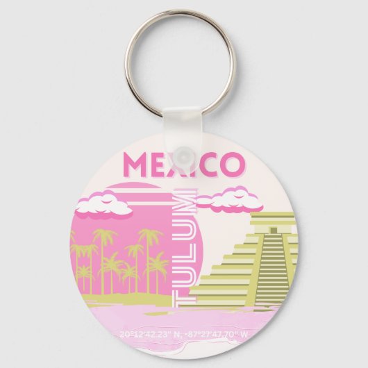 Tulum, Mexiko, Reisekunst, Rosa Schlüsselanhänger (Vorderseite)