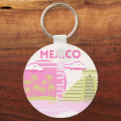 Tulum, Mexiko, Reisekunst, Rosa Schlüsselanhänger (Rückseite)