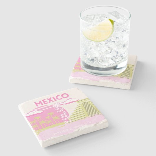 Tulum, Mexiko, Reisekunst, Rosa Steinuntersetzer (Seitenansicht)