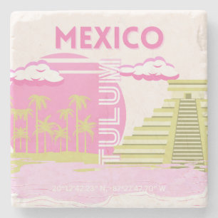 Tulum, Mexiko, Reisekunst, Rosa Steinuntersetzer