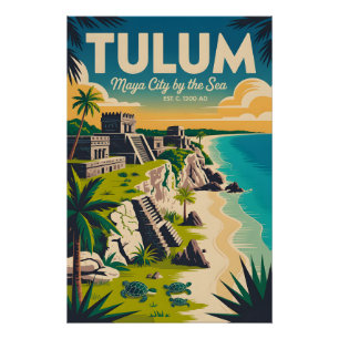 Tulum Mexiko Retro-Reiseposter-Kunst Poster