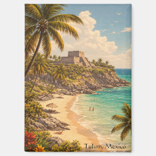 Tulum Mexiko Retro-Strandziel Magnet
