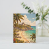 Tulum Mexiko Retro-Strandziel Postkarte (Stehend Vorderseite)