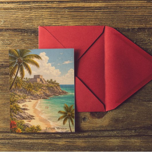 Tulum Mexiko Retro-Strandziel Postkarte