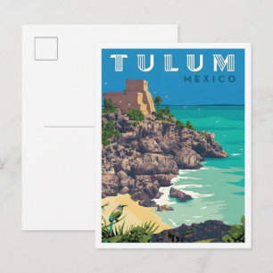 Tulum Mexiko Vintage Art Reise Postkarte