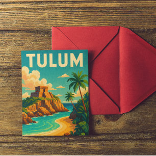 Tulum Mexiko Vintage Reise Kunst Postkarte