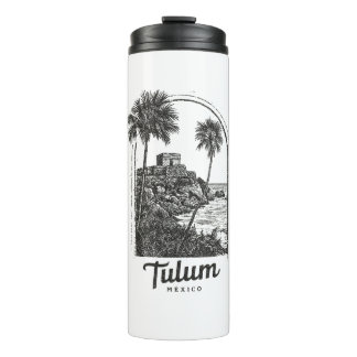 Tulum Mexiko Vintage Reiseziel Mayan Ruine Thermosbecher