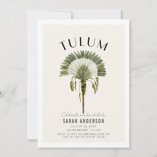 Tulum Palm Tree Bachelorette Wochenende Einladung (Vorderseite)