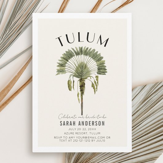 Tulum Palm Tree Bachelorette Wochenende Einladung