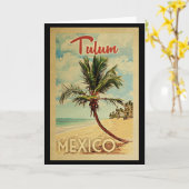 Tulum Palm Tree Vintage Travel Karte (Gelbe Blume)