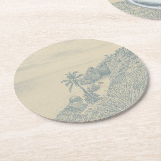 Tulum Paper Coaster Runder Pappuntersetzer (Angewinkelt)