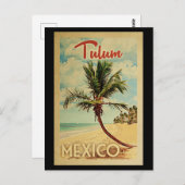 Tulum Postcard Palm Tree Vintage Travel Postkarte (Vorne/Hinten)